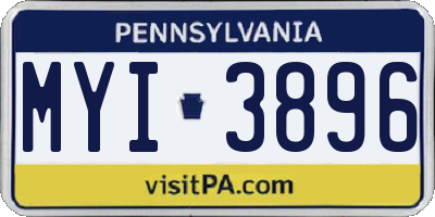 PA license plate MYI3896