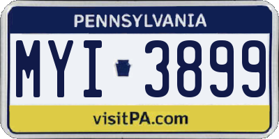 PA license plate MYI3899