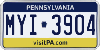 PA license plate MYI3904