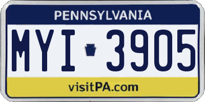 PA license plate MYI3905