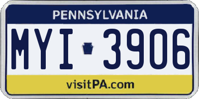 PA license plate MYI3906