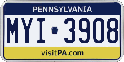 PA license plate MYI3908