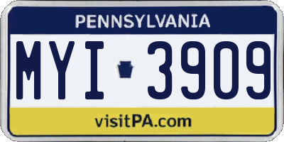 PA license plate MYI3909