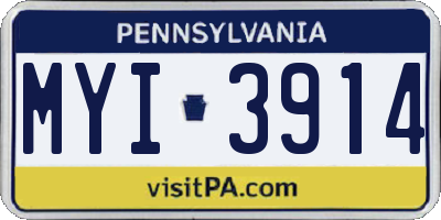 PA license plate MYI3914