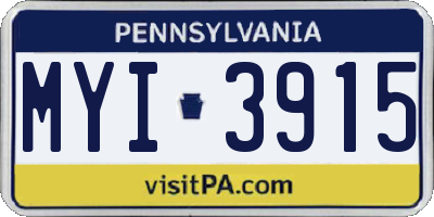 PA license plate MYI3915
