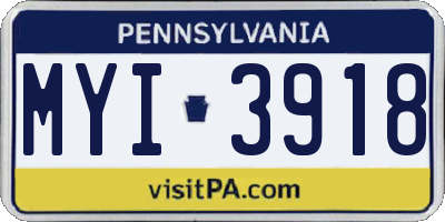 PA license plate MYI3918