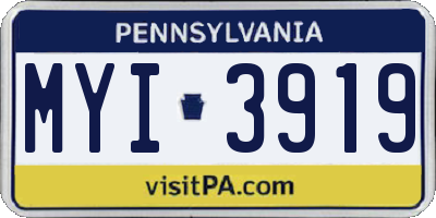PA license plate MYI3919