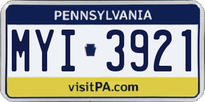 PA license plate MYI3921