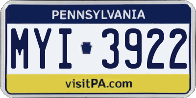 PA license plate MYI3922
