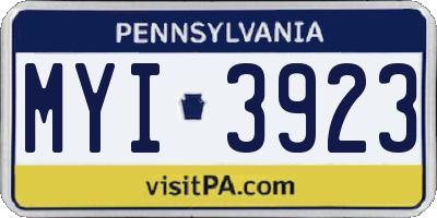 PA license plate MYI3923
