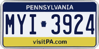 PA license plate MYI3924