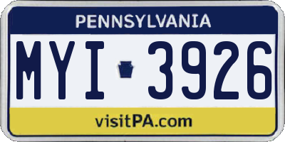 PA license plate MYI3926