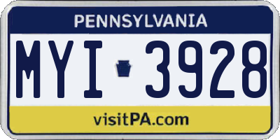 PA license plate MYI3928