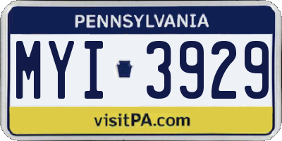 PA license plate MYI3929