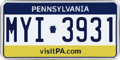 PA license plate MYI3931