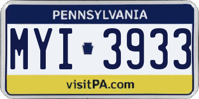 PA license plate MYI3933