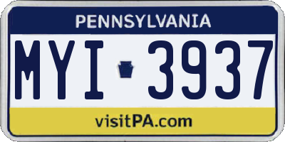 PA license plate MYI3937