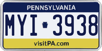PA license plate MYI3938
