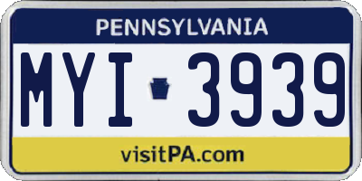 PA license plate MYI3939