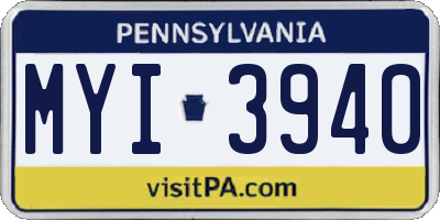 PA license plate MYI3940