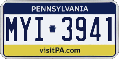PA license plate MYI3941