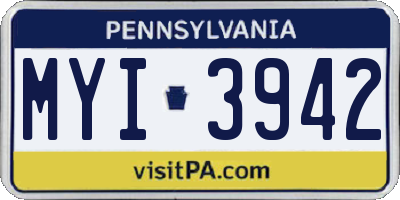 PA license plate MYI3942