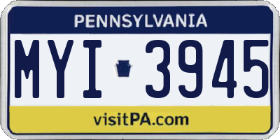 PA license plate MYI3945