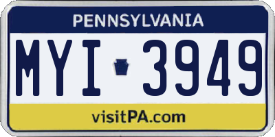 PA license plate MYI3949