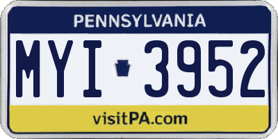 PA license plate MYI3952