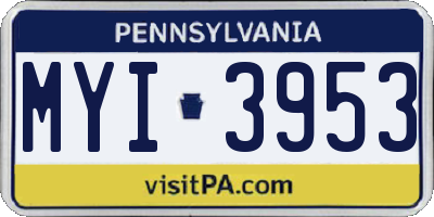 PA license plate MYI3953