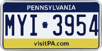 PA license plate MYI3954