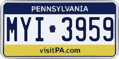 PA license plate MYI3959