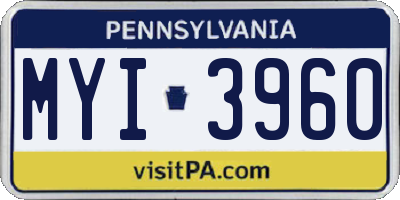PA license plate MYI3960