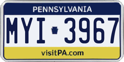 PA license plate MYI3967