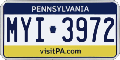 PA license plate MYI3972