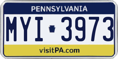 PA license plate MYI3973