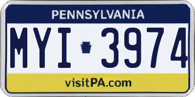 PA license plate MYI3974
