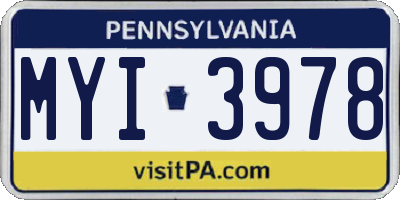 PA license plate MYI3978
