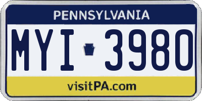 PA license plate MYI3980