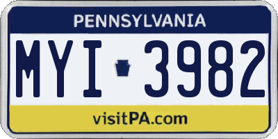 PA license plate MYI3982