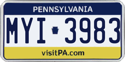 PA license plate MYI3983
