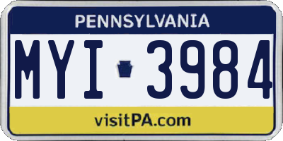 PA license plate MYI3984