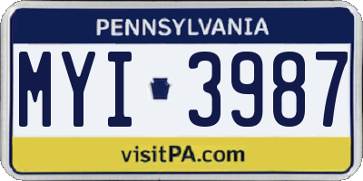 PA license plate MYI3987