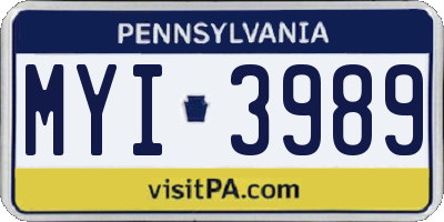PA license plate MYI3989