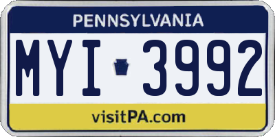 PA license plate MYI3992