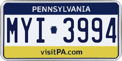 PA license plate MYI3994