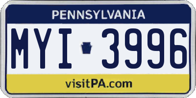 PA license plate MYI3996
