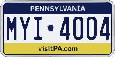 PA license plate MYI4004