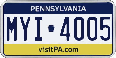 PA license plate MYI4005