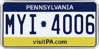 PA license plate MYI4006